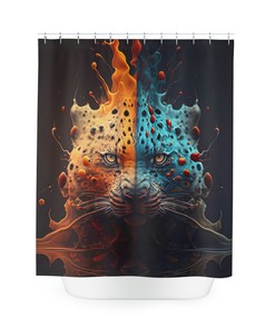 Unique Abstract Leopard Shower Curtain Design for Creative Bathroom Decor