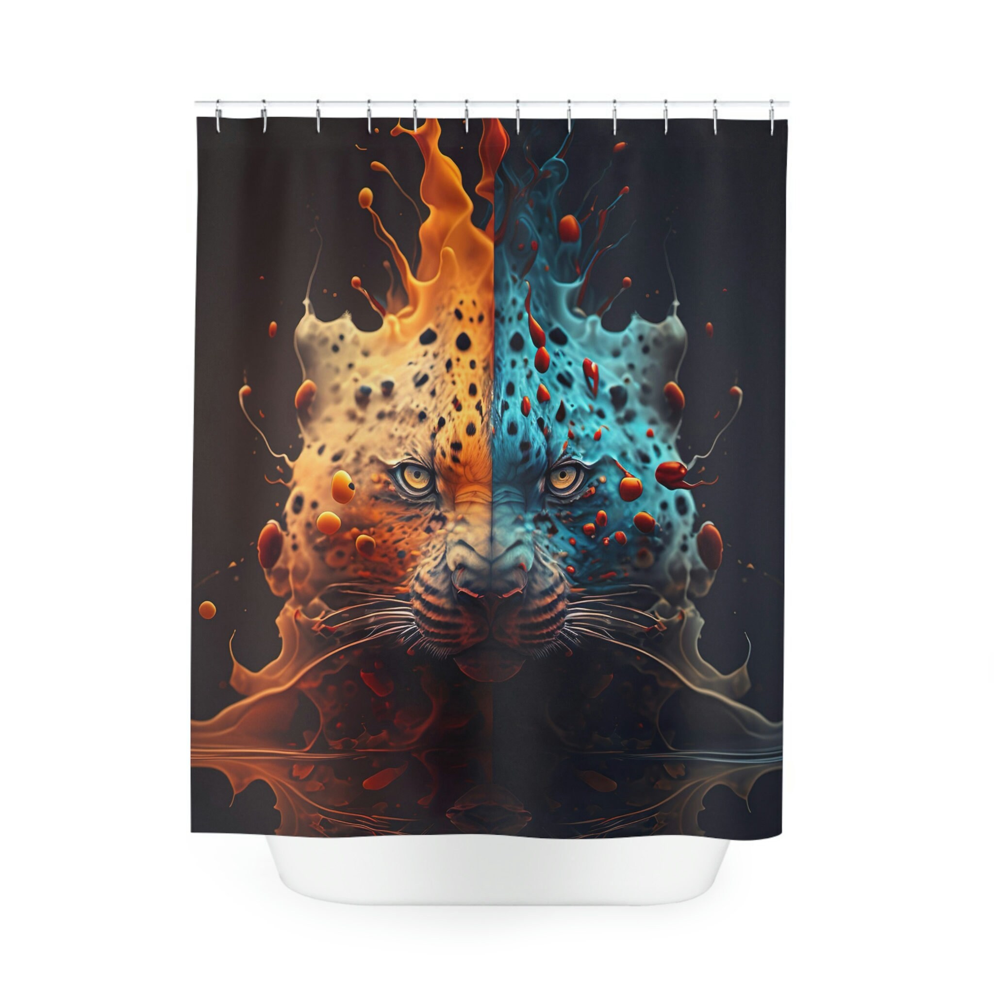 Unique Abstract Leopard Shower Curtain Design for Creative Bathroom Decor