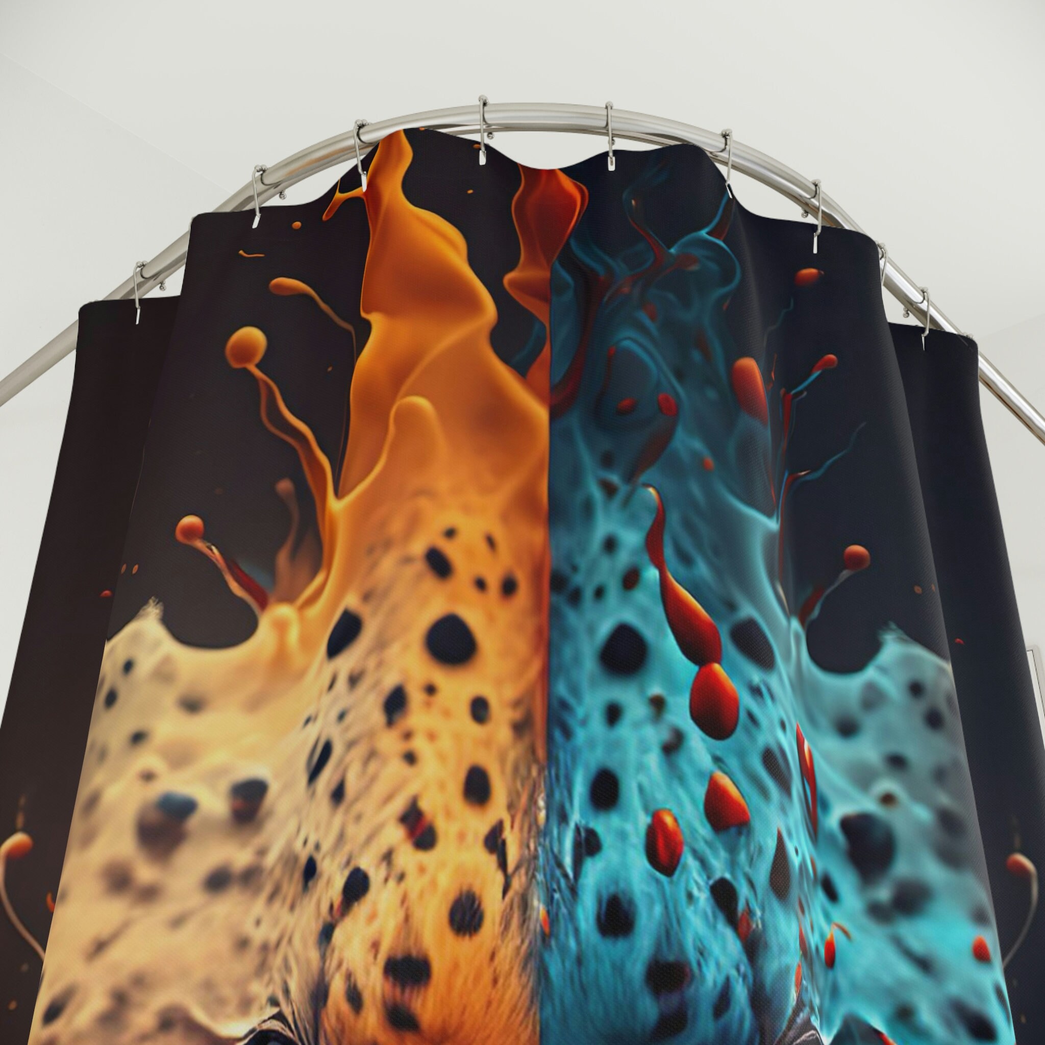 Unique Abstract Leopard Shower Curtain Design for Creative Bathroom Decor