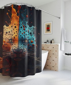 Unique Abstract Leopard Shower Curtain Design for Creative Bathroom Decor