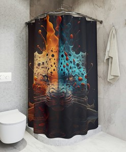 Unique Abstract Leopard Shower Curtain Design for Creative Bathroom Decor