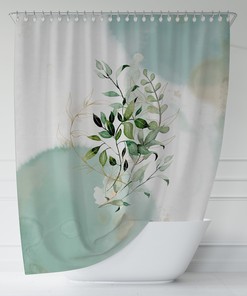 Unique Artsy Boho Shower Curtain with Abstract Floral Ombre Design 
