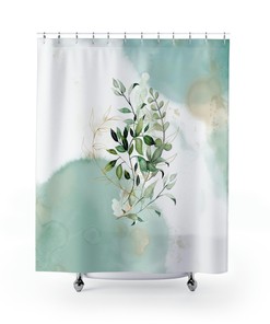 Unique Artsy Boho Shower Curtain with Abstract Floral Ombre Design