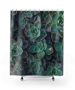 Unique Boho Succulent Shower Curtain with Cute Plant Mom Theme 