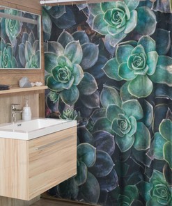 Unique Boho Succulent Shower Curtain with Cute Plant Mom Theme