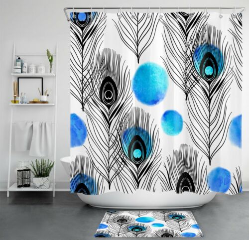 Unique Peacock Feather Watercolor Shower Curtain for Your Bathroom Accessories