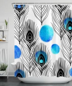 Unique Peacock Feather Watercolor Shower Curtain for Your Bathroom Accessories
