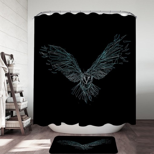 Unique and Artistic Flying Owl Drawing Shower Curtain for your Bathroom