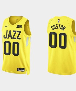 Utah Jazz 00 Custom 2022-23 Icon Edition Yellow Men Jersey