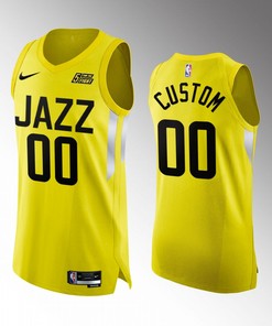 Utah Jazz 00 Custom Yellow Jersey 2022-23 Icon Edition