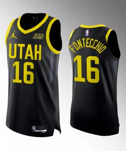 Utah Jazz 16 Simone Fontecchio Black Men Jersey 2022-23 Statement Edition