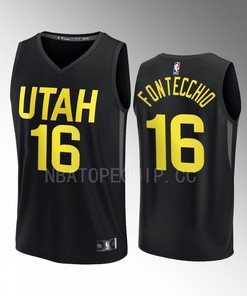 Utah Jazz 16 Simone Fontecchio Statement Edition Men Jersey 2022-23 Fast Break Player Black