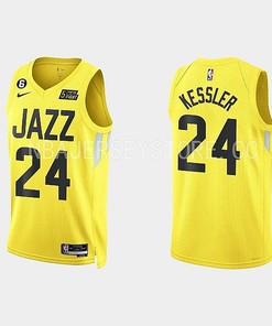 Utah Jazz 24 Walker Kessler Icon Edition Yellow Men Jersey 2022-23
