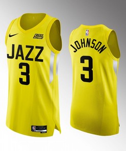 Utah Jazz 3 Stanley Johnson Yellow Jersey 2022-23 Icon Edition