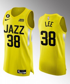 Utah Jazz 38 Saben Lee Yellow Jersey 2022-23 Icon Edition