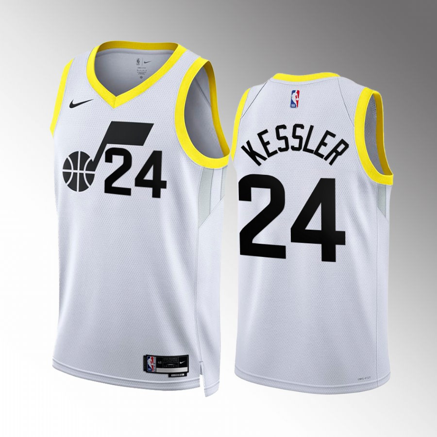 Utah Jazz Walker Kessler 24 202223 Association Edition White Jersey Bluefink
