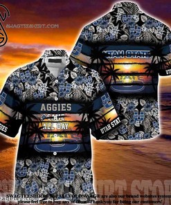 Utah State Aggies Hibiscus Pattern for Sports Fan Summer Beach Hawaiian Shirt