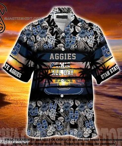 Utah State Aggies Hibiscus Pattern for Sports Fan Summer Beach Hawaiian Shirt