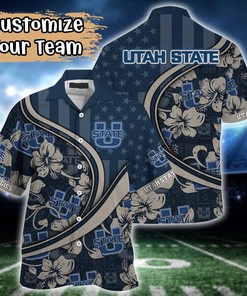 Utah State Aggies NCAA US Flag Flower Hawaii Shirt For Fans