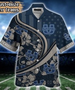 Utah State Aggies NCAA US Flag Flower Hawaii Shirt For Fans
