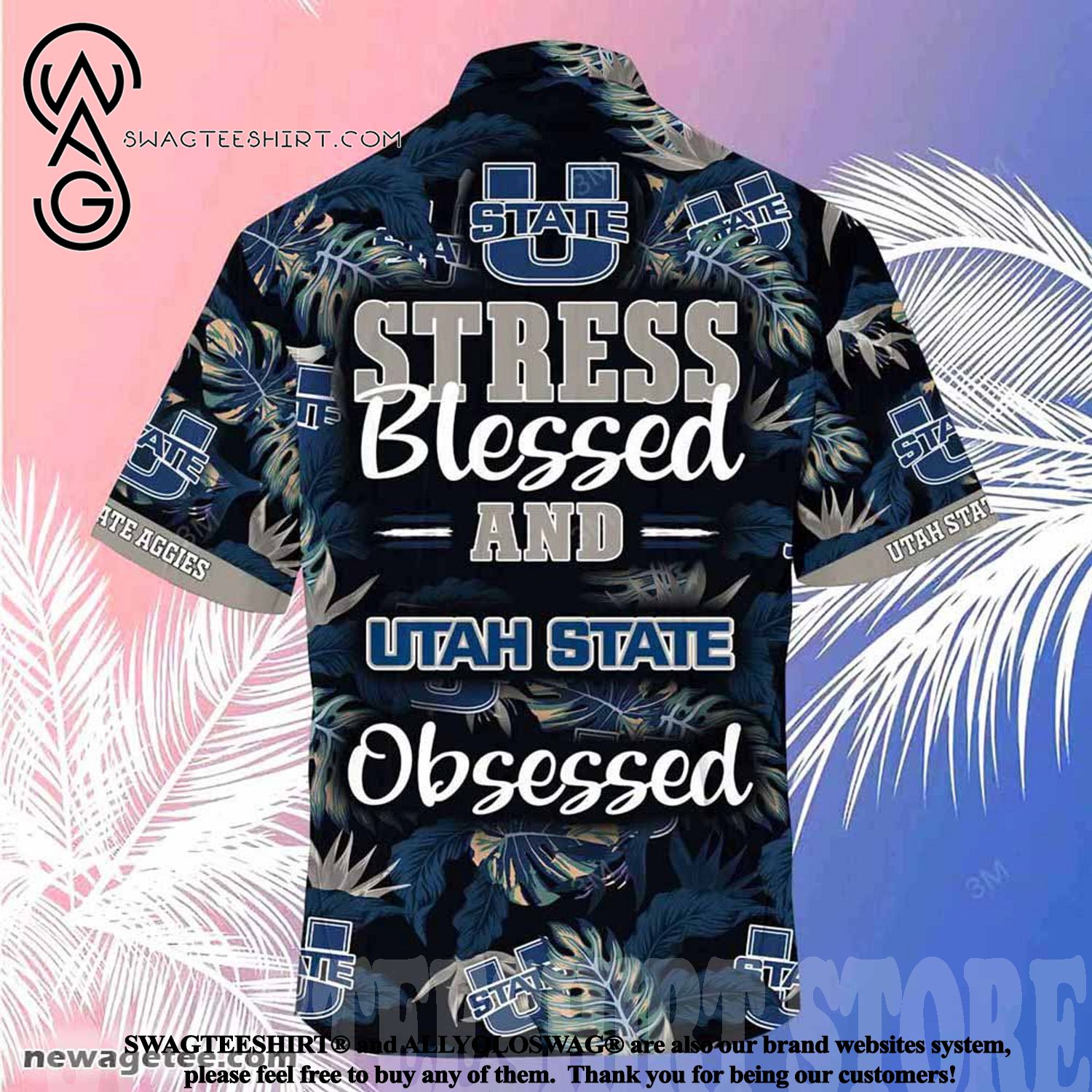 Utah State Aggies Stress Blessed Obsessed Summer Beach Hawaiian Shirt