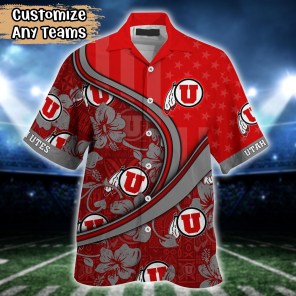 Utah Utes NCAA US Flag Flower Hawaii Shirt For Fans