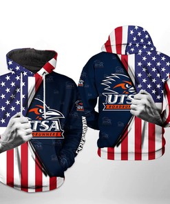 Utsa Roadrunners NCAA US Flag 3D All Over Print Hoodie, Zip-Up Hoodie