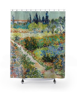 Van Gogh Artistic Print on Shower Curtain with Garden Painting Design