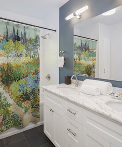 Van Gogh Artistic Print on Shower Curtain with Garden Painting Design