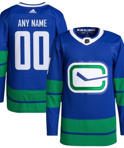Vancouver Canucks Adidas Primegreen Authentic Pro Custom Jersey - Royal Custom Jerseys Nhl