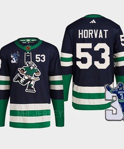 Vancouver Canucks Bo Horvat 53 Navy Reverse Retro 2.0 Kevin Bieska Patch Jersey
