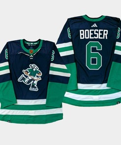 Vancouver Canucks Brock Boeser 6 Navy PrimeGreen Reverse Retro Jersey 2022-23