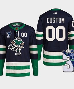 Vancouver Canucks Custom 00 Navy Reverse Retro 2.0 Kevin Bieska Patch Jersey
