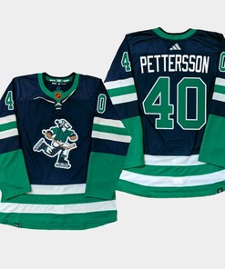 Vancouver Canucks Elias Pettersson 40 Navy PrimeGreen Reverse Retro Jersey 2022-23