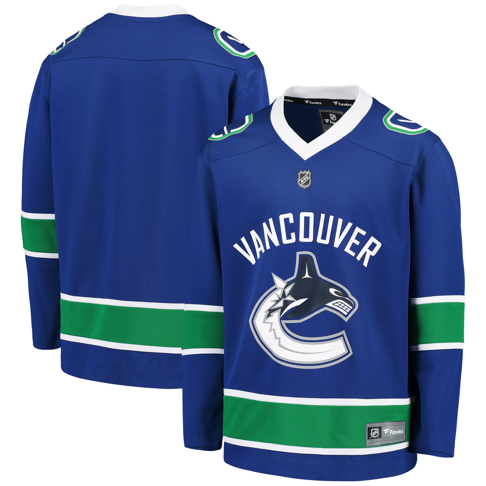 Vancouver Canucks Fanatics Branded Home Replica Blank Jersey - Blue Nhl