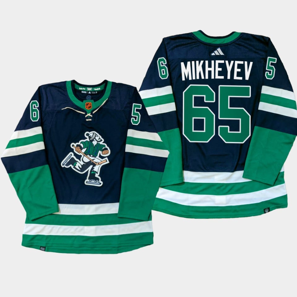 Vancouver Canucks Ilya Mikheyev 65 Navy PrimeGreen Reverse Retro Jersey 2022-23
