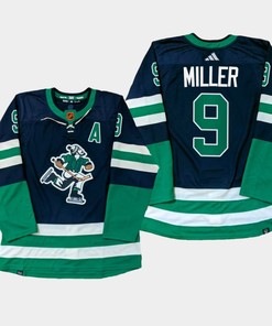Vancouver Canucks J.T. Miller 9 Navy PrimeGreen Reverse Retro Jersey 2022-23