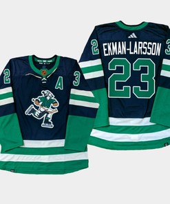 Vancouver Canucks Oliver Ekman-Larsson 23 Navy PrimeGreen Reverse Retro Jersey 2022-23
