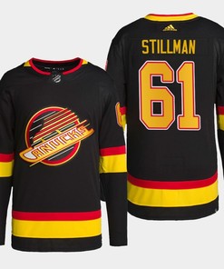 Vancouver Canucks Riley Stillman 61 Black Retro Pro Jersey 2022-23