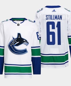 Vancouver Canucks Riley Stillman 61 White Away Jersey 2022-23