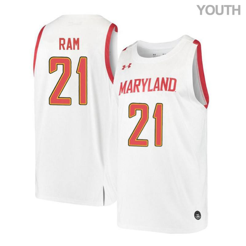 Varun Ram 21 Maryland Terrapins Retro Basketball Youth Jersey - White