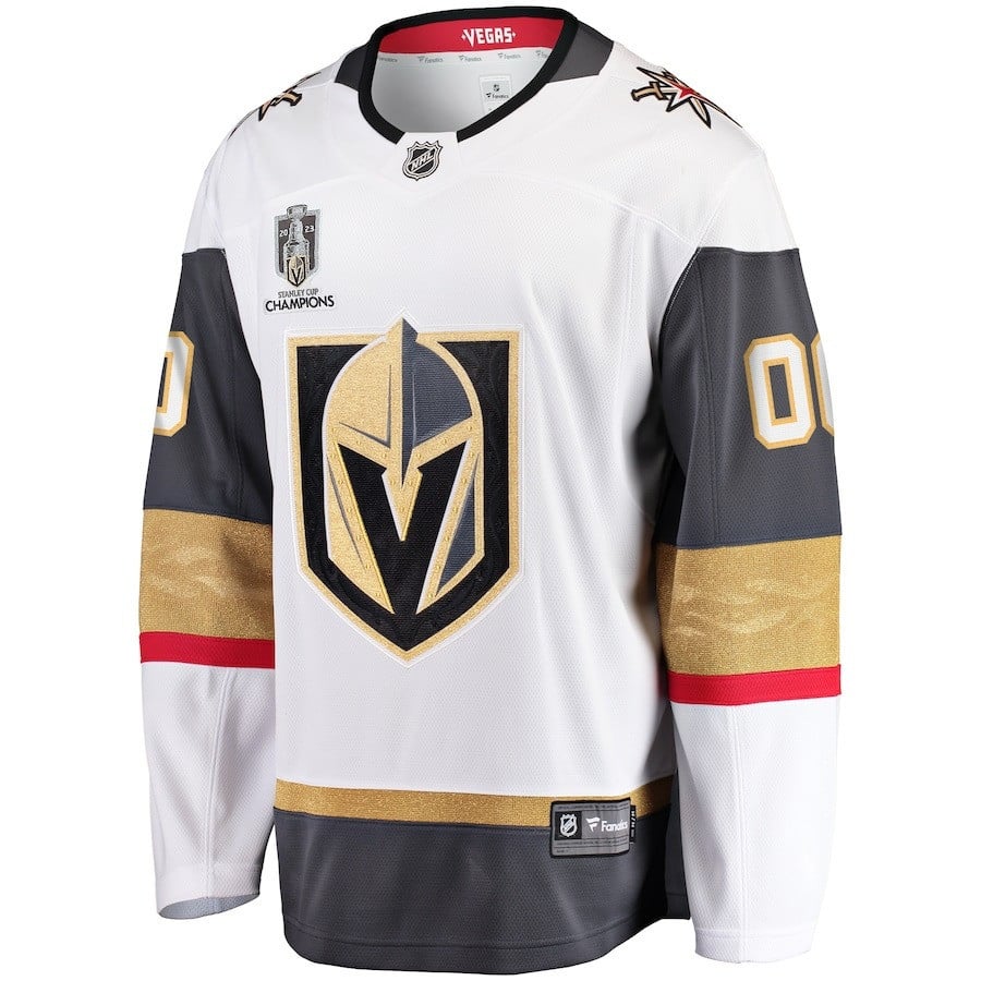 Vegas Golden Knights 2023 Stanley Cup Champions Patch Custom 00 Away Breakaway Custom Jersey - White