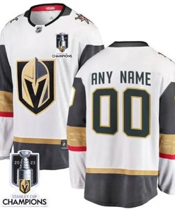 Vegas Golden Knights 2023 Stanley Cup Champions Patch Custom 00 Away Breakaway Jersey - White