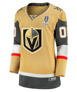 Vegas Golden Knights 2023 Stanley Cup Champions Patch Home Breakaway Custom 00 Women Jersey - Gold