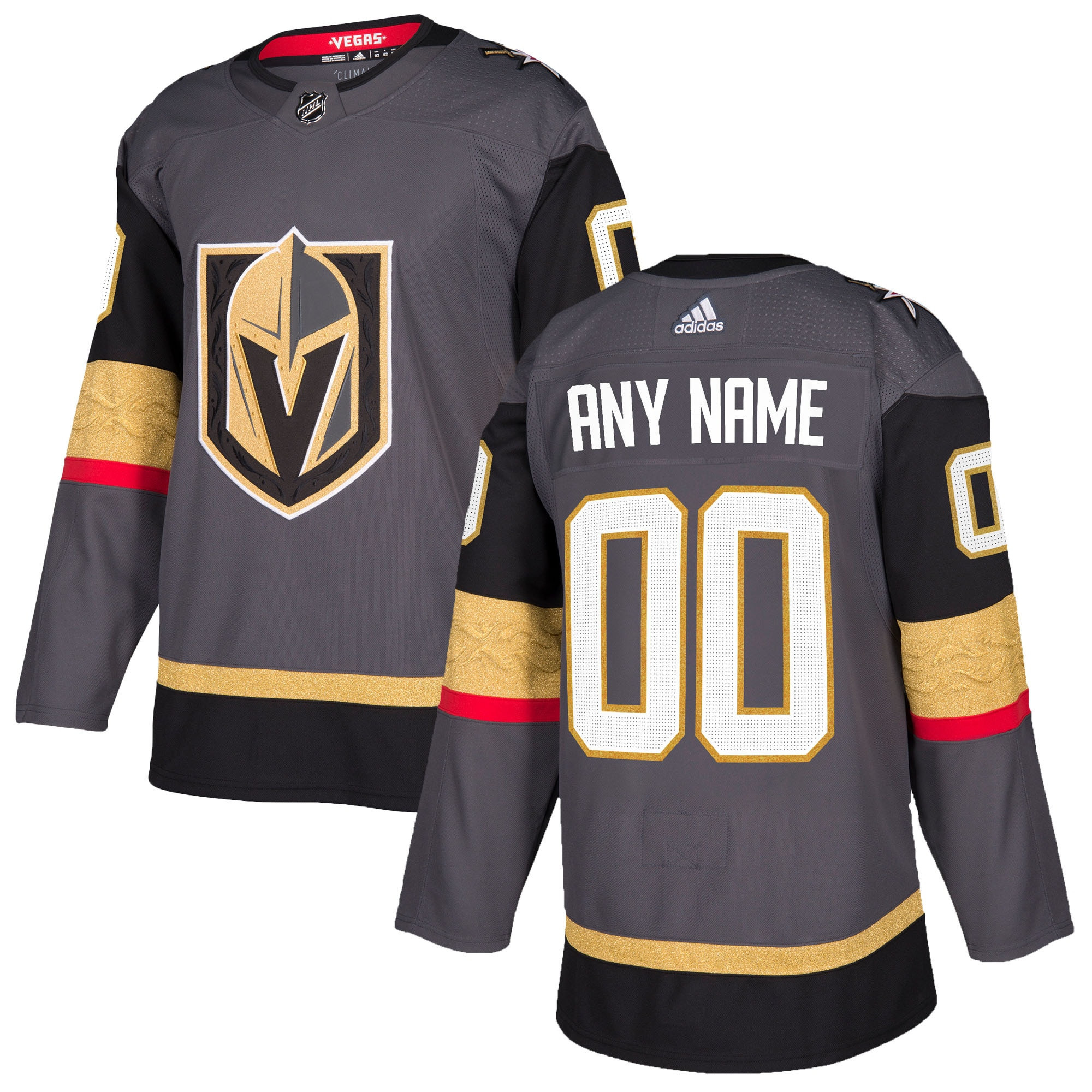 Vegas Golden Knights Adidas Authentic Custom Jersey Gray Custom Jerseys Nhl A1