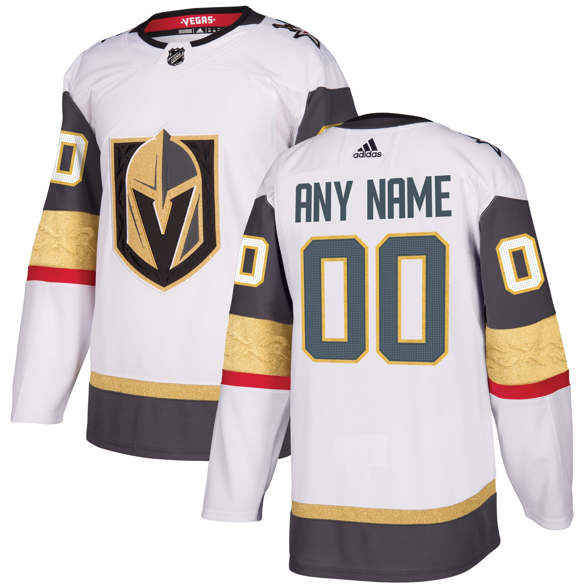 Vegas Golden Knights Adidas Away Authentic Custom Jersey - White Custom Jerseys Nhl