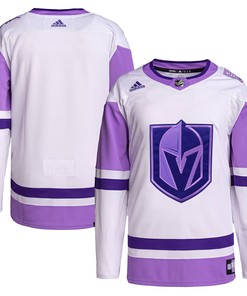 Vegas Golden Knights Adidas Hockey Fights Cancer Primegreen Authentic Blank Practice Jersey - White/purple Nhl