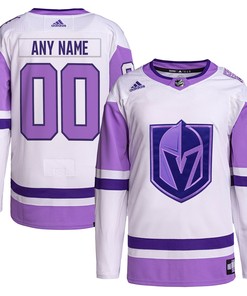 Vegas Golden Knights Adidas Hockey Fights Cancer Primegreen Authentic Custom Jersey - White/purple Custom Jerseys Nhl