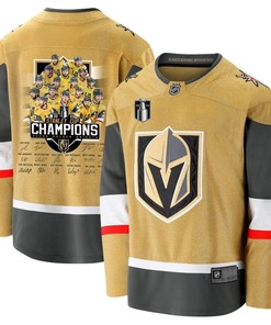 Vegas Golden Knights Players Signatures 2023 Stanley Cup Men Jersey - Yellow