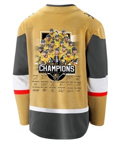Vegas Golden Knights Players Signatures 2023 Stanley Cup Men Jersey - Yellow